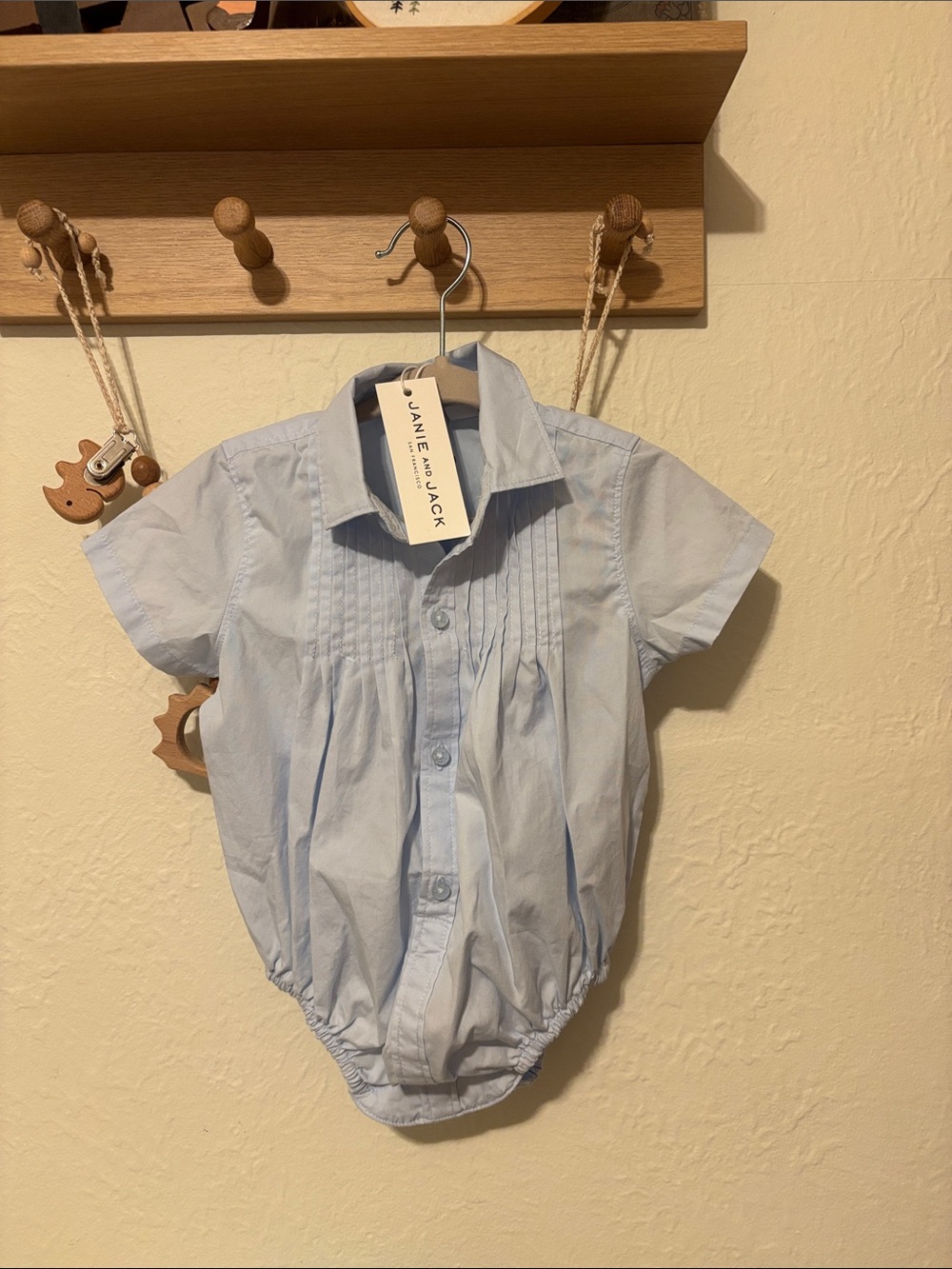 Jane and Jack Light Blue Baby Romper Shirt